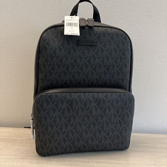 Michael Kors Signature EVERETT BLACK FRONT POCKET LARGE BACKPACK BAG UNISEX NEW - Picture 1 of 12